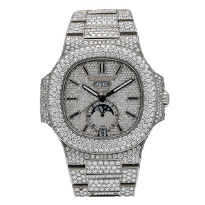 VVS Moissanite Full Pave Iced Quartz <b>Watch</b> with Glass Dial - Product Image 1