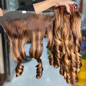 Bons produits de 100% Extensions de cheveux humains vietnamiens Bouncy Highlight Color Bundles pour faire des perruques - Product Image 3