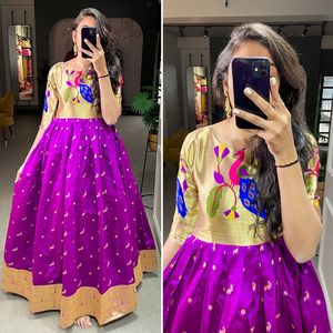 Vestido personalizado a la moda para mujer, hermoso vestido con tejido Zari, informal, para trabajo, novedad de 2023 - Product Image 6