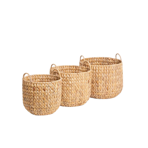 Lot de 3 paniers de rangement pour linge durable en jacinthe rectangulaire Boîtes de rangement et bacs en jacinthe pliables et écologiques - Product Image 5