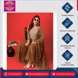 Léger Design moderne de luxe lourd Georgette manches longues vêtements de mariage indien Sharara Palazzo Dupatta ensemble pour les femmes - Product Image 3