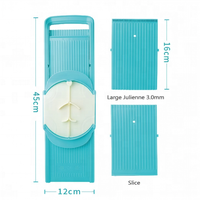 Premium handmatige plastic PP 2-in-1 groentemandoline-snijder 3,0 mm grote julienne-snijder met veiligheidsbescherming, vaatwasserbestendig