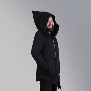 Sudadera con capucha de algodón 100% para hombre, estilo largo, con cremallera completa, moda urbana, logotipo personalizado, OEM, venta al por mayor - Product Image 4