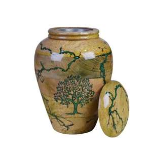 Ollas y tarros decorativos memorables para cenizas, urnas con textura de madera, pegatina esmaltada, suministros de macetas y tarros hechos a mano aplicados - Product Image 4