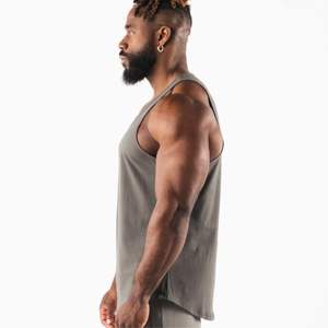 Débardeur en coton côtelé d'été en gros pour hommes, logo personnalisé, débardeur de sport basique à manches courtes pour la musculation en salle de sport - Product Image 3