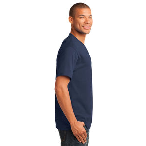 Camiseta de manga corta con cuello en V para hombre-Camiseta de manga corta con cuello en V de ajuste regular para hombre azul marino - Product Image 2