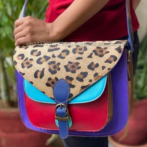 Bolsa de ombro de couro reciclado com estampa de animal, bolsa de cor Stubby, novo estilo