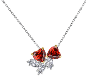 Collier délicat avec pendentif en forme de cœur rouge, diamants moissanite VVS, or 925, style hip-hop - Product Image 1