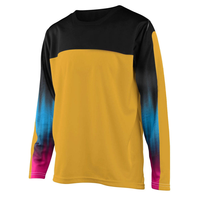 Jersey Motocross Lengan Panjang Unisex Bernapas Warna Kuning Hitam Biru Pink Gradasi Cepat Kering Kaos Balap Semua Musim