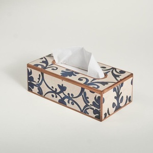 Boîte à mouchoirs en bois naturel avec émail Art Design mixte moderne et traditionnel - Product Image 2