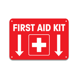 RTS Venta caliente de aluminio Industrial botiquín de primeros auxilios pegatina de seguridad rectángulo colores rojos brillantes 10x7 lugar de trabajo médico de emergencia - Product Image 1