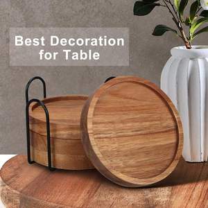 Juego de posavasos de madera de acacia Premium, alfombrilla/almohadillas duraderas hechas a mano para bebidas, decoración elegante para el hogar y la Oficina, accesorios de cocina - Product Image 6