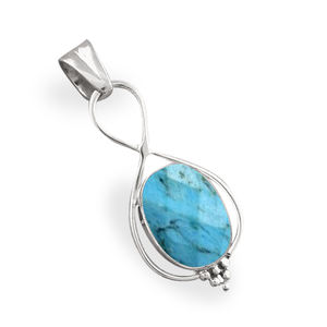 จี้สร้อยคอดีไซเนอร์สีเงินสเตอร์ลิง925พร้อมสร้อยคอพลอยเทอร์ควอยซ์ทรงไข่เหลี่ยมเพชรพลอยชุบทองสำหรับผู้หญิง - Product Image 1