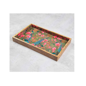 Bandeja para servir Artesanía de madera con diseños de impresión de esmalte Bandeja de servicio de madera para el hotel Servicio de cena Uso de buena calidad - Product Image 6