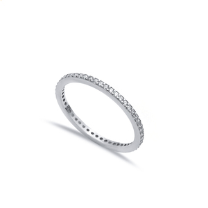 Anillo Elegante y Delgado con Diseño de Piedra de Circonio Cúbico Blanca, Hecho a Mano en Turquía, Joyería de Plata de Ley 925 al por Mayor - Product Image 5