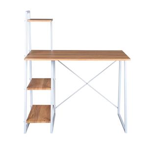 Escritorio para computadora Well Home de 100x49.5x75 cm en blanco y marrón haya con estanterías - Product Image 1