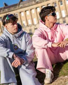 Survêtement personnalisé survêtements à rayures latérales 100% coton à capuche hommes joggers costume pantalon de survêtement évasé et ensemble de sweat à capuche - Product Image 2