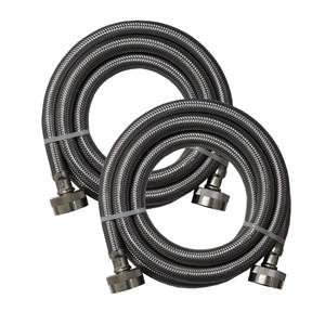 Lot de 2 tuyaux tressés en acier inoxydable Supco 3804FFSS de 6 pieds. Tuyau d'arrivée d'eau flexible 3/8 pour toilettes de salle de bain - Product Image 1