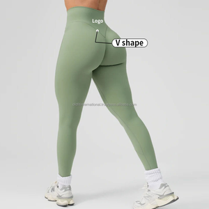 2025 Top vente taille haute bout à bout entraînement course Yoga pantalon femmes V Shapet serré Legging solide motif Gym Yoga Leggings - Product Image 2