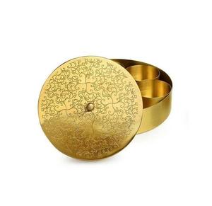 Bulk Brass <b>Masala</b> <b>Dabba</b> Container <b>Box</b> With Designer Lid Round Shape <b>Spice</b> <b>Box</b> Rack For Kitchen Accessories - Product Image 3