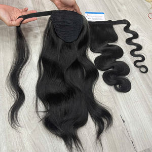 Extensiones de Cabello Natural Liso para Cola de Caballo, Cabello Humano Remy con Clip, Venta al por Mayor - Product Image 1