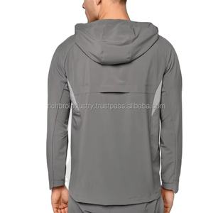 Veste Coupe-Vent à Capuche Taille XL, Col Roulé, Fermeture à Glissière, Softshell, Toile Doublée en Maille, Teinte Unie, Hiver, Automne, Haut - Product Image 2