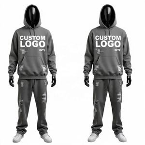 Streetwear pour hommes survêtement survêtement survêtement à fermeture éclair pour hommes deux pièces Jogger Flare ensembles de pantalons baggy ensemble de survêtement - Product Image 6