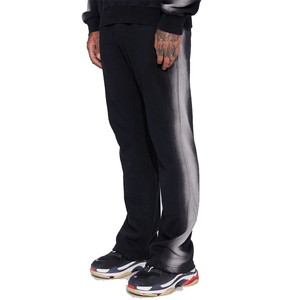 กางเกงวอร์มทรงขาบานสีแดงฟอกย้อมแบบระบายอากาศได้ดีสำหรับผู้ชาย ผ้าฝ้าย 100% น้ำหนักปานกลาง แต่งจีบด้านหน้า เอวยางยืด - Product Image 6