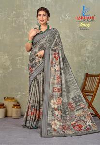 คอลเลคชั่นผ้าส่าหรีพิมพ์ลายผ้าฝ้าย ดีไซน์หรูหรา โดดเด่นไม่ซ้ำใคร สำหรับผู้หญิง ใส่ไปงานปาร์ตี้ ฤดูร้อน ฤดูหนาว พร้อมลายพิมพ์ดีไซเนอร์ แห้งเร็ว - Product Image 5