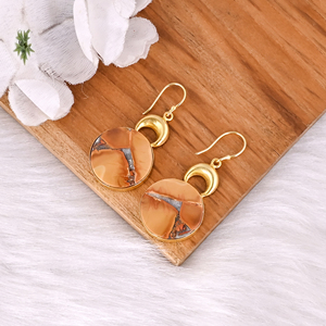 Pendientes de Latón Chapados en Oro de Estilo Clásico Hechos a Mano, Pendientes Colgantes con Piedras Preciosas de Jaspe Malinga, Pendientes de Diseño, Fabricante de Joyería - Product Image 3