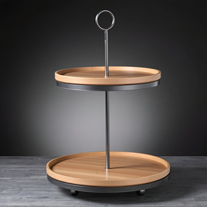 Bandeja de madera de dos niveles con abalorio Vintage, soporte para pasteles con marco de Metal, molde de resina epoxi, perfecto para la decoración del hogar y fiestas - Product Image 4