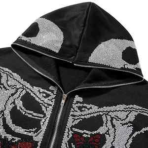 Sweat-shirts à capuche surdimensionnés pour hommes avec strass, logo personnalisé, pull brillant, coton lourd, vêtements de rue, sweat-shirt à capuche OEM - Product Image 3