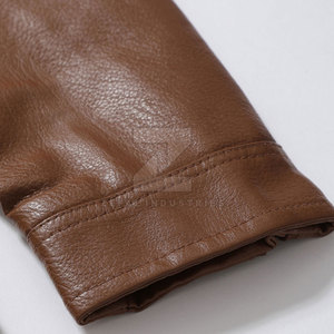 Veste en cuir pour homme de couleur unie, col montant, logo sur le devant, imperméable, de haute qualité, manches longues, streetwear, meilleur prix - Product Image 5