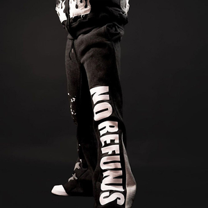 Survêtement d'hiver épais en molleton OEM, logo personnalisé, appliqué, broderie, patch vintage, lavage à l'acide, sweat-shirts à capuche, pantalons de survêtement évasés - Product Image 4