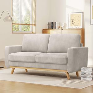 Comfy Corduroy Couch with Spring <b>Cushion</b> Sofa Couch with Solid Wood Modern Couch with Deep Seat for Bedroom and Living Room - Product Image 2
