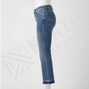 Jeans de Mezclilla de Pierna Recta Estilo Retro de Moda para Mujer, Estilo Casual para Chicas Urbanas con Cintura Inclinada, Botones y Frente Plano - Product Image 3