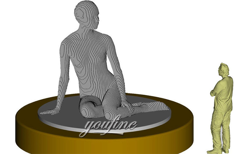 Famous Modern disappear abstract stainless Steel Sitting Woman human figure Art Sculptures