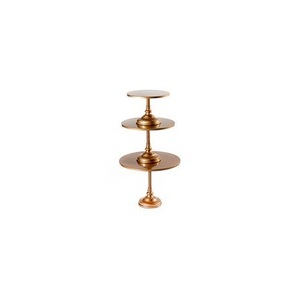 Elegante soporte para pasteles de latón antiguo con detalles intrincados, perfecto para exhibir pasteles y postres en eventos de temática vintage - Product Image 1