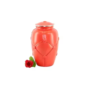 Urnas funerarias duraderas Suministros funerarios chapados en cuero Rosa neón Precio de fábrica Cremación Urna funeraria de metal cinerario humano - Product Image 3