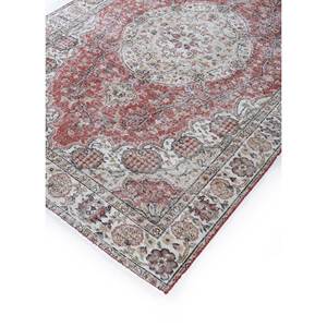 Tapis en laine noués à la main de grande taille, style vintage, motif médaillon rouge et orange, pour salon ou couloir - Pae-2448 - Product Image 2