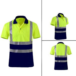 Chemises de sécurité personnalisées, polo en polyester haute visibilité, séchage rapide, manches courtes, polo de sécurité réfléchissant pour hommes - Product Image 6