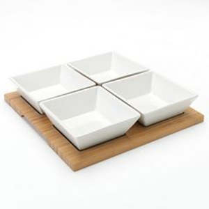 Plateau à chips et à trempette en bambou et métal écologique et créatif avec un design carré moderne pour les plats de collation à la maison, les fournitures pour la maison et l'hôtel - Product Image 6