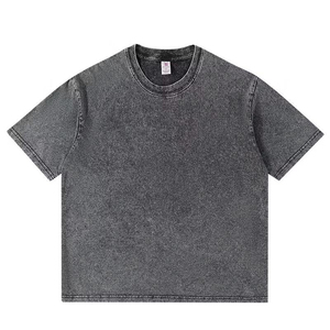 T-shirt surdimensionné pour hommes, T-shirt de fitness 100% coton pour streetwear, T-shirt vintage Hip Hop vierge délavé à l'acide avec logo personnalisé - Product Image 1