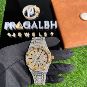 นาฬิกาควอตซ์โครโนกราฟหน้าปัดทรงกลมสุดหรู PJ นาฬิกาเพชรสีเหลืองทอง - Product Image 3