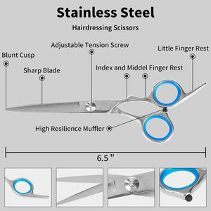 Tijeras para cortar el cabello, tijeras profesionales de acero inoxidable de 6,5 pulgadas para peluquería, cuchillas afiladas, para salón, hogar, hombres y mujeres - Product Image 2