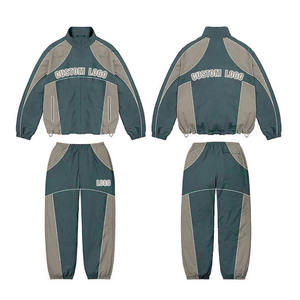 Ensembles unis en nylon surdimensionnés avec logo personnalisé veste vintage coupe-vent pantalon survêtement en nylon vestes coupe-vent survêtement pour hommes - Product Image 5