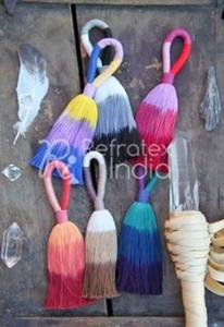 ACRYLIC BLUE and CREAM TASSEL T1090 for HAND BAG <b>Bulk</b> Supplier and Manufacture <b>by</b> Refratex India Made in India for Bast Quality - Product Image 6