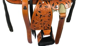 Sillín occidental de Carreras de Caballos inglés de cuero genuino hecho a mano con diseño mecanizado directo de la India - Product Image 4