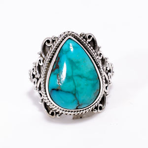 Anillos de Plata 925 Hechos a Mano con Turquesa Tibetana, Diseño de Última Tendencia, Unisex, Producto 100% Plata Pura para Regalo - Product Image 5