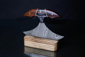 Couteau de cuisine professionnel ambidextre en acier de Damas et acier au carbone, forgé sur mesure, avec support en bois, idéal pour trancher, fabrication artisanale OEM - Product Image 5